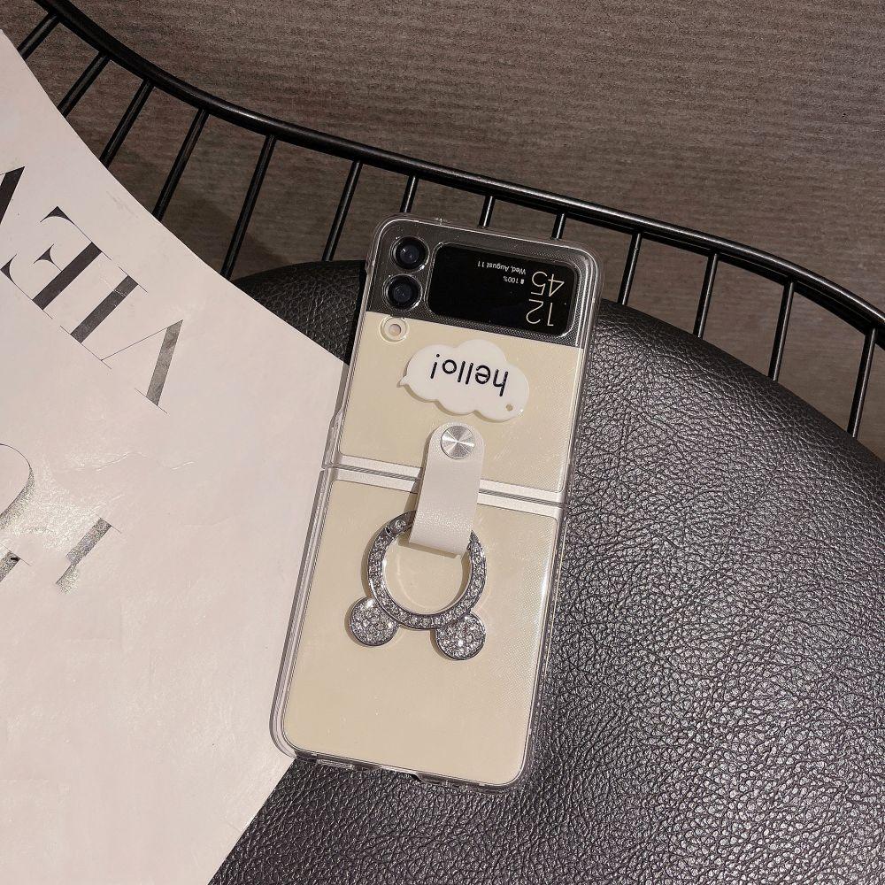 For Samsung Galaxy Z Flip 4 Case Clear Diamond Ring Buckle Phone Case For Samsung Z Flip 3 5g Zflip4 Shockproof Hard Back Cover
