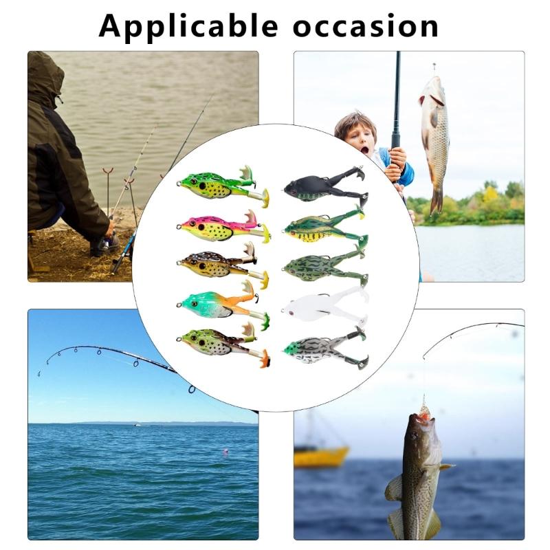 5Pcs Fishing Lures Soft Artificial Frogs Fishing Trout Fishing Lures Double Propellers Colorful Large Feet Swimbaits Set