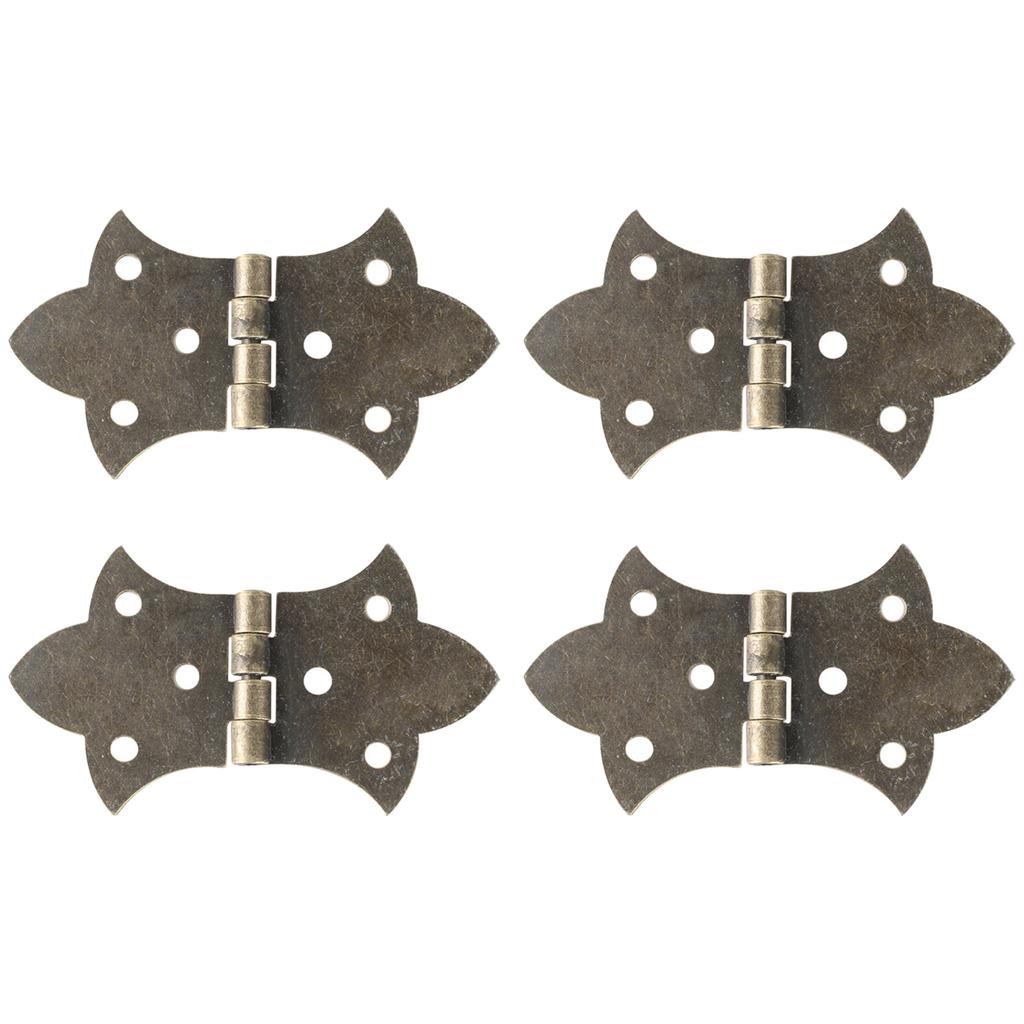 4 Stück Metall-Blumenband Scharnier Antik Bronze/Gold Holzbox Schrank Kleiderschrank Tür Anschlagsscharniere Möbelbeschläge 57*31mm