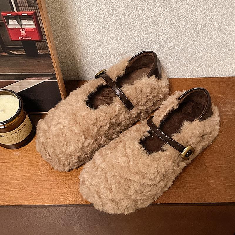 

Thick-soled heightening lamb wool shoes Doudou shoes piled warm 2025 winter new Internet celebrity fashion leopard print cotton shoes 40