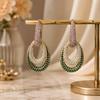 High-End Women's Zirconia-Inlaid S925 Silver Geometric Hoop Dangle Earrings