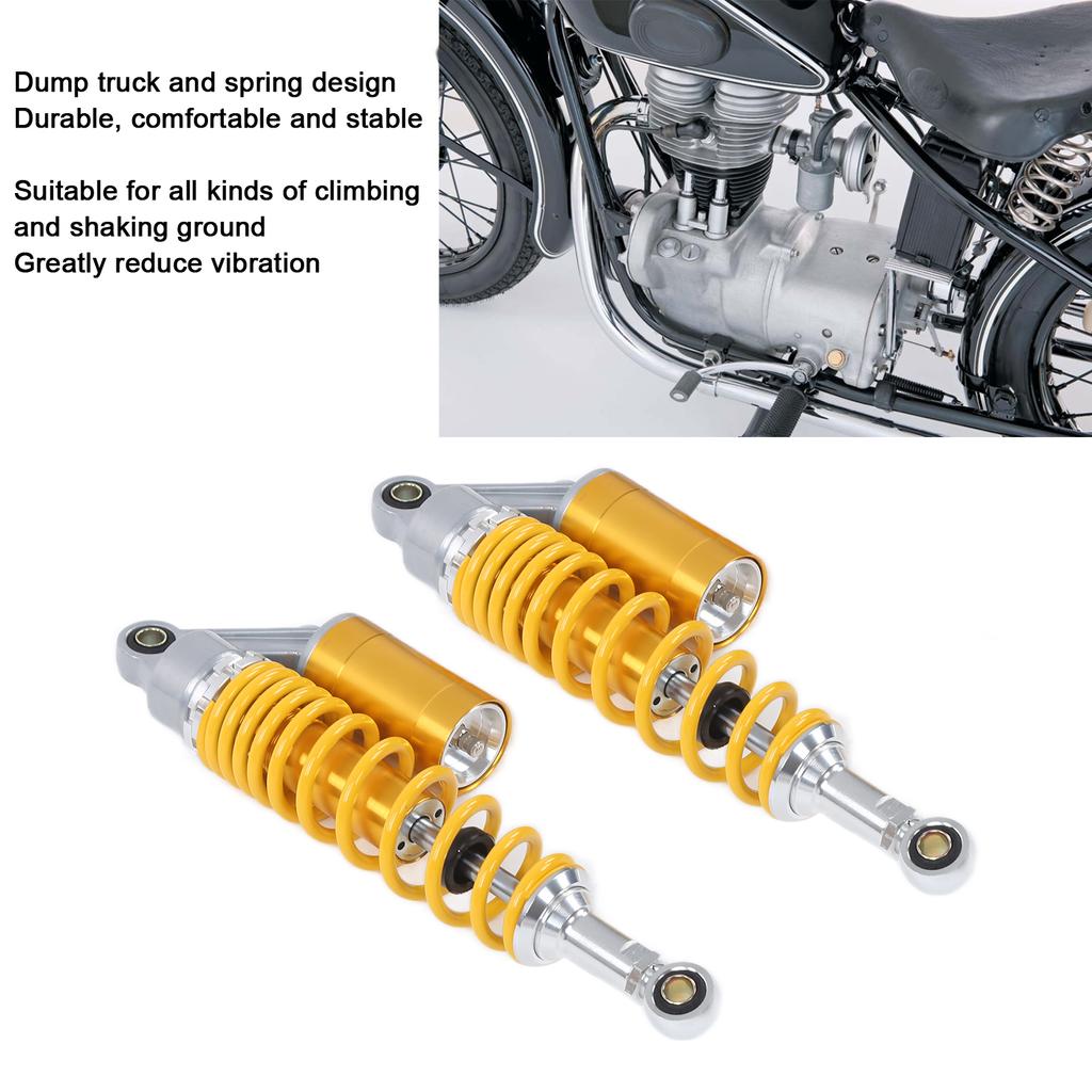Pair 340mm Motorcycle Shock Absorber Rear Suspension Spring Universal for ATV SUVYellow