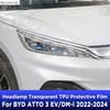 Car Headlight Protection Transparent Anti-Scratch Protective Film TPU Stickers For BYD ATTO 3 YUAN PLUS EV DM-i -2024