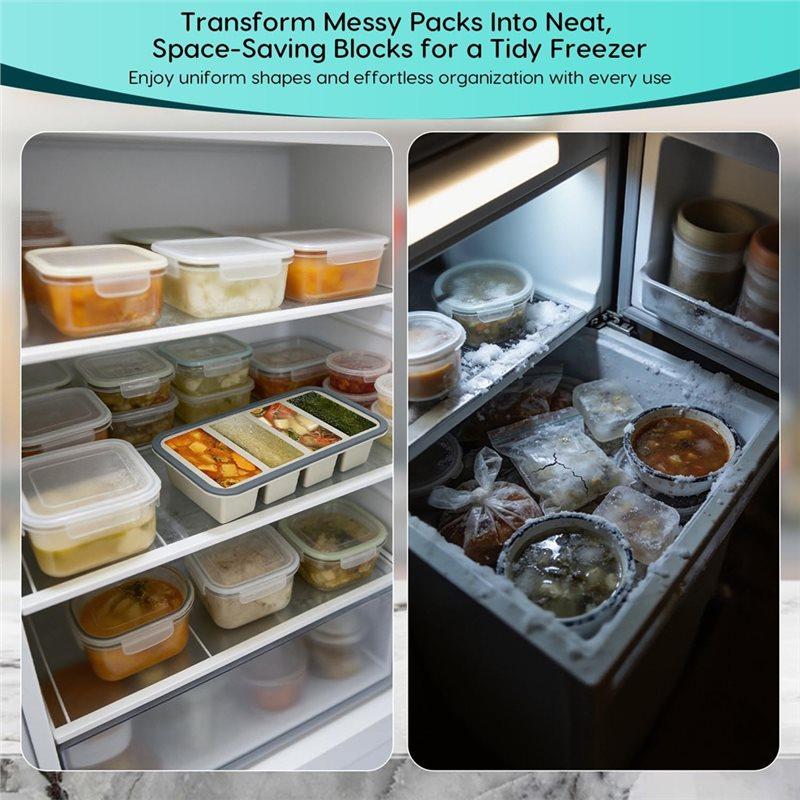 2 Pack Silicone Soup Freezer Containers With Lids,Soup Freezer Mold, Ice Trays For Freezer,For Storing 250Ml/125Ml Broth
