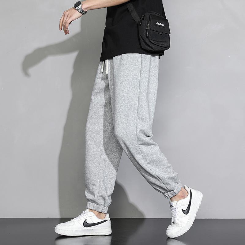 Men's 2024 Summer Gray Wide-Leg Sports Sweatpants - Thin, Loose, Casual Trousers for Teens