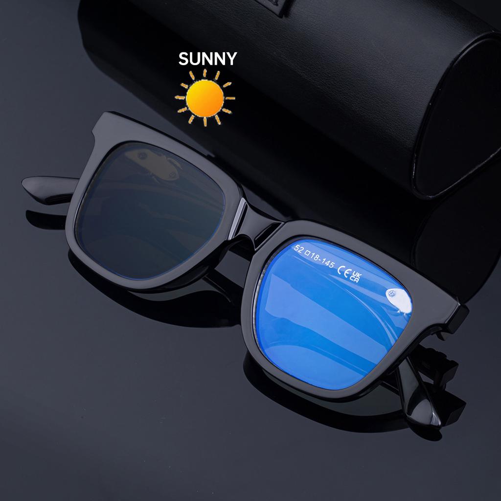 New European and American fashion box color-changing sunglasses men's personality trend outdoor driving sunscreen men's sunglasses