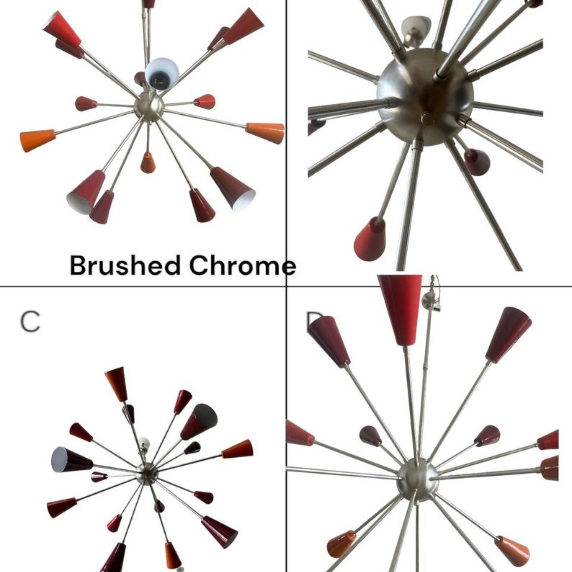 

Яркая 16-рожковая итальянская люстра в стиле стилново середины века «Спутник» | Латунный подвесной светильник для гостиной, столовой