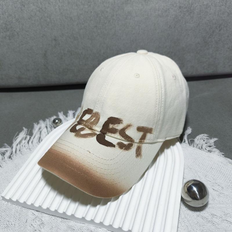 Letter Printed Hat Washed Wide Brim Cap Cotton Sun Hat High-Quality Retro Baseball Cap For Friend Gatherings Travel Vacations
