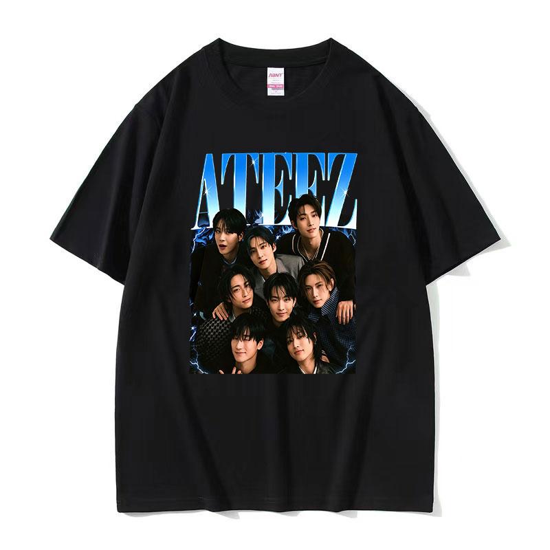 Kpop Ateez 2026 Graphic Print T Shirt Men's Korean Fans Fashion Cotton Short Sleeve T-shirts Man Hip Hop Loose Clothing T-shirt