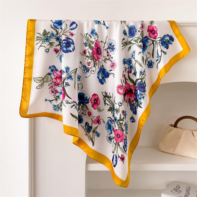 Silk Scarf for Women 70X70cm Square Scarf Sun Protection Shawl Versatile Neckerchief Headscarf Hair Band Accessories