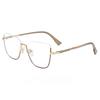 Metal Cat Eye Half Frame Glasses Women Trendy Thin Anti Blue Light Fashion Eyewear Casual Accessories