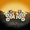 2026 Fashion Jewelry Color Zircon Black Gold Flower Three-piece Ring Necklace Earrings Women's Jewelry