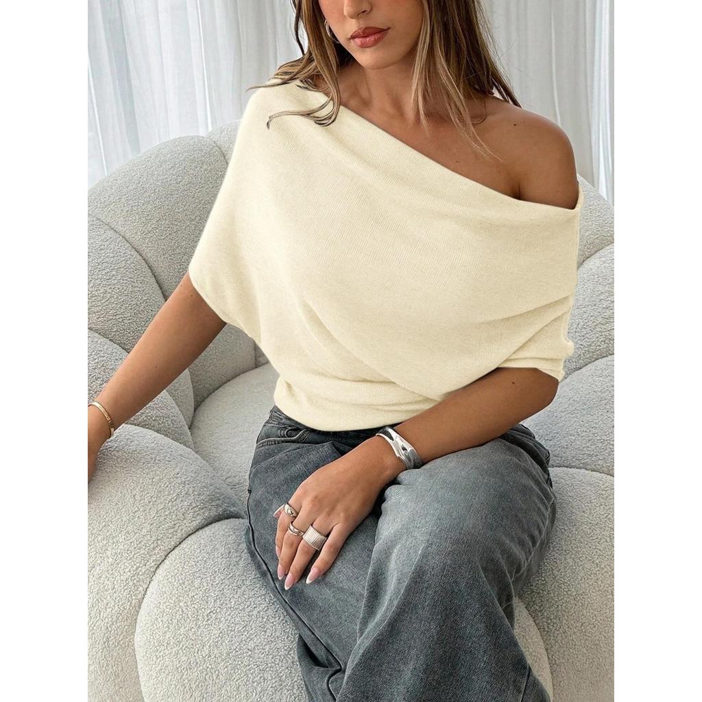 Summer New Women's T-shirt, Sexy Slim One Shoulder Bat Sleeve Top for Foreign Trade