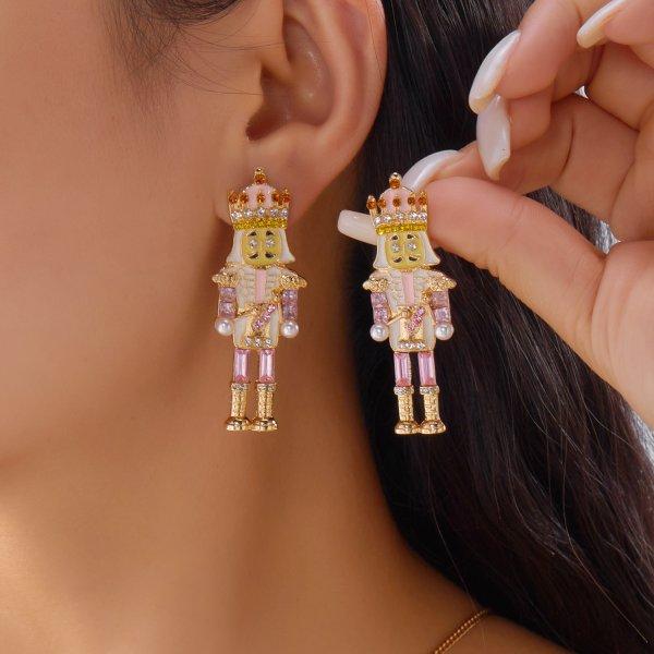 New Trendy Exquisite Christmas Light Bulb Drop Earrings for Women Simple Rhinestone Bowknot Earrings Xmas Party Jewelry Gifts