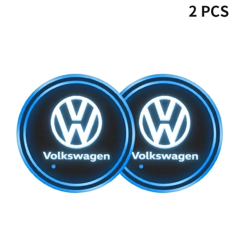

Cars VW For Volkswagen 2x Luminous Car Cup Coaster Holder Car Led Atmosphere Light Logo Lamp For Volkswagen VW Golf GTI Tiguan J