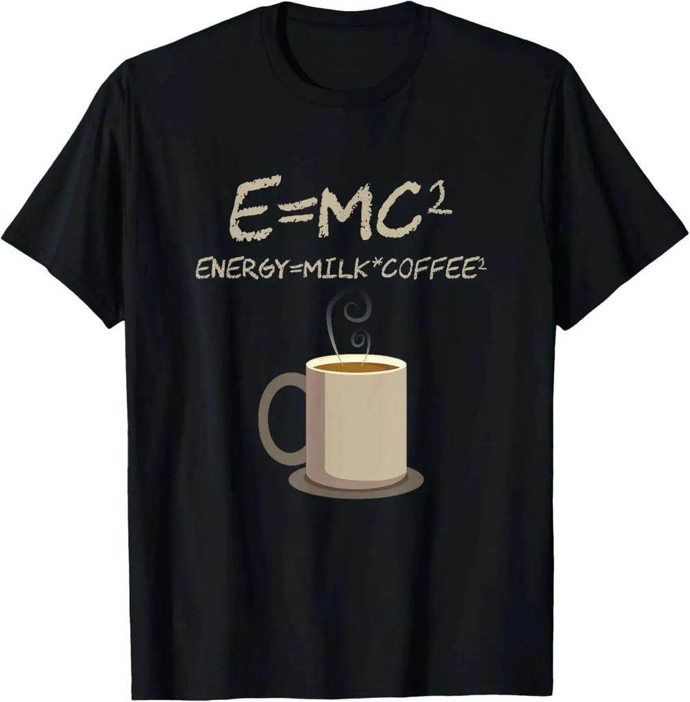 Funny Science Coffee Energy Milk Coffee Tshirt Y2k Top Emc2 Funny Printed Graphic T Shirts Casual Loose Streetwear Unisex