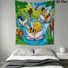 Bees and Maya Wall Tapestry Aesthetic Wall Hanging Printed Fabric Blanket Decorative Tapestries for Bedroom Living Room Home Decor