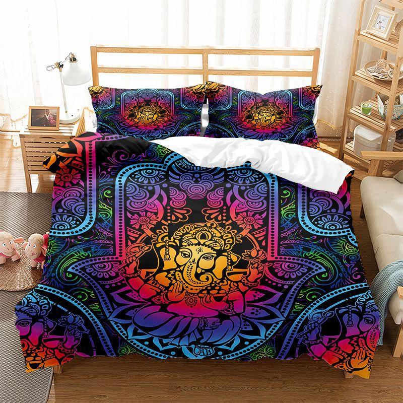 Comforter Hamsa Hand Bedding Sets Boho Hamsa Eyes Comforter Exotic Bohemian For Kids Boys Girls Trippy Art Comforter (quilt)-EU Single(135*200cm)3pcs