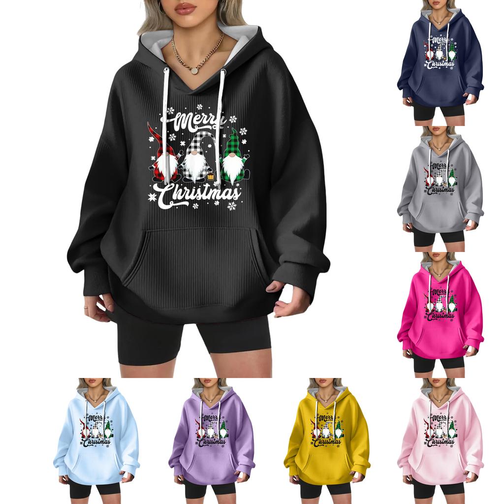 Women's Fashion Casual Christmas Angel Print Pullover Long-Sleeve Sweatshirt