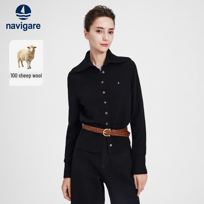 Navigare Women's Full Wool Knitted Cardigan