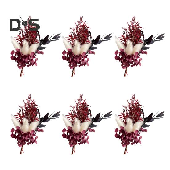 6 buc buchet de flori artificiale uscate, buchet de flori mini boem, DIY meșteșuguri, vază, petrecere de nuntă, acasă, birou, decorare centrală pentru masă