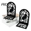 Anti-slip Bookend 1 Pair Metal Hollow Cat Bookends, Decorative Heavy Book Ends Support for Shelf, Non-Skid Black Stopper Home Office