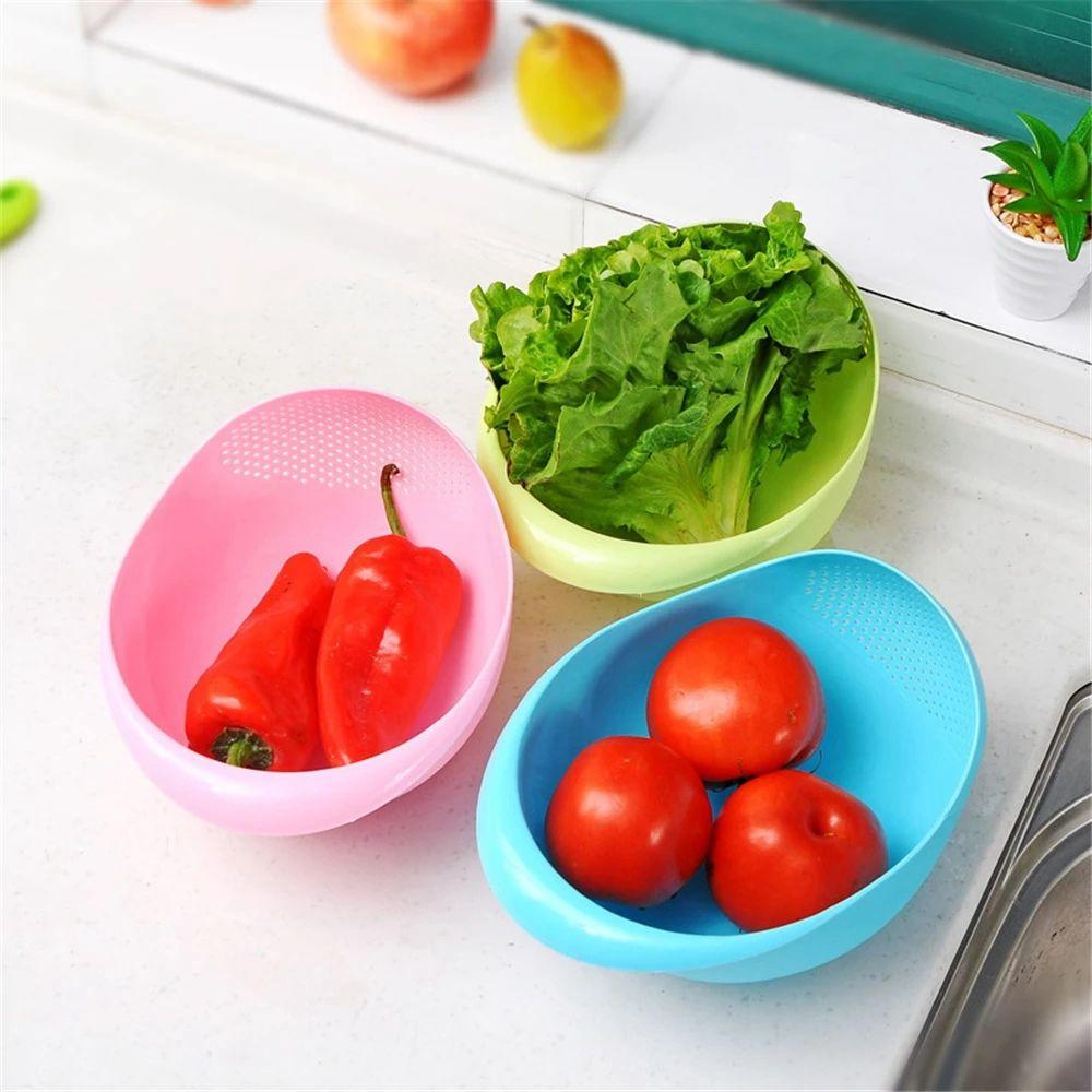 Convenient Storage Kitchen Supplies Rice Bowl Drain Basket Vegetable Basket Rice Washing Sieve