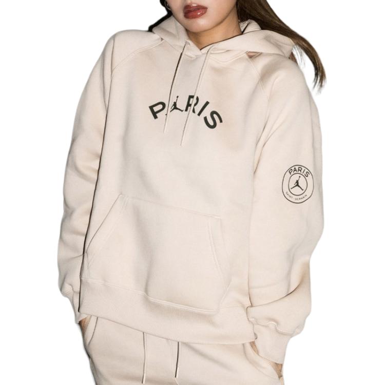 Jordan X PSG Brooklyn SS24 Paris Saint Germain, Felpa Casual con Cappuccio e Lettere, Fodera in Pile, da Donna, Kaki FN5177-126