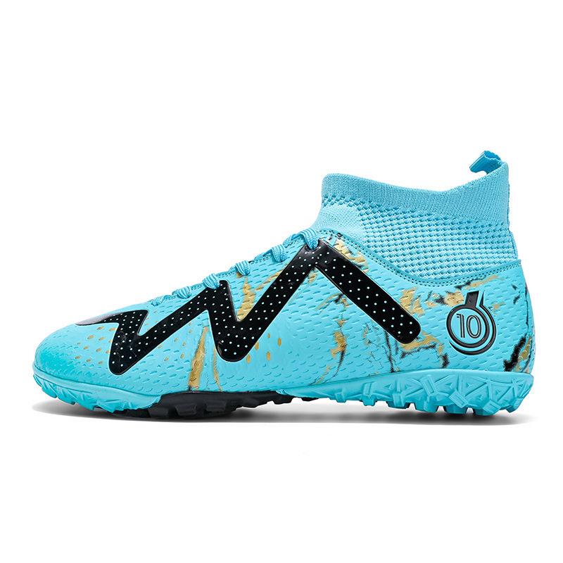 Unisex High-Top Football Shoes, Studded Grass Green Competition and Training Footwear