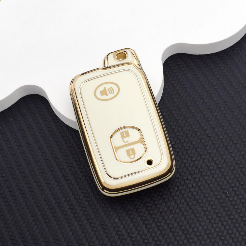 Car Key Case with Key Chain 3 Buttons Remote Cover Holder for Toyota Prius 30 Alpha Aqua Land Cruiser Auris Lexus LC 200