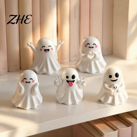 Thanksgiving Gift for Friends Halloween Cute Ghost Figurine, Mini Cartoon Statue, Little Spooky Tiered Tray Ornament Desktop Home Table Decor Figurine