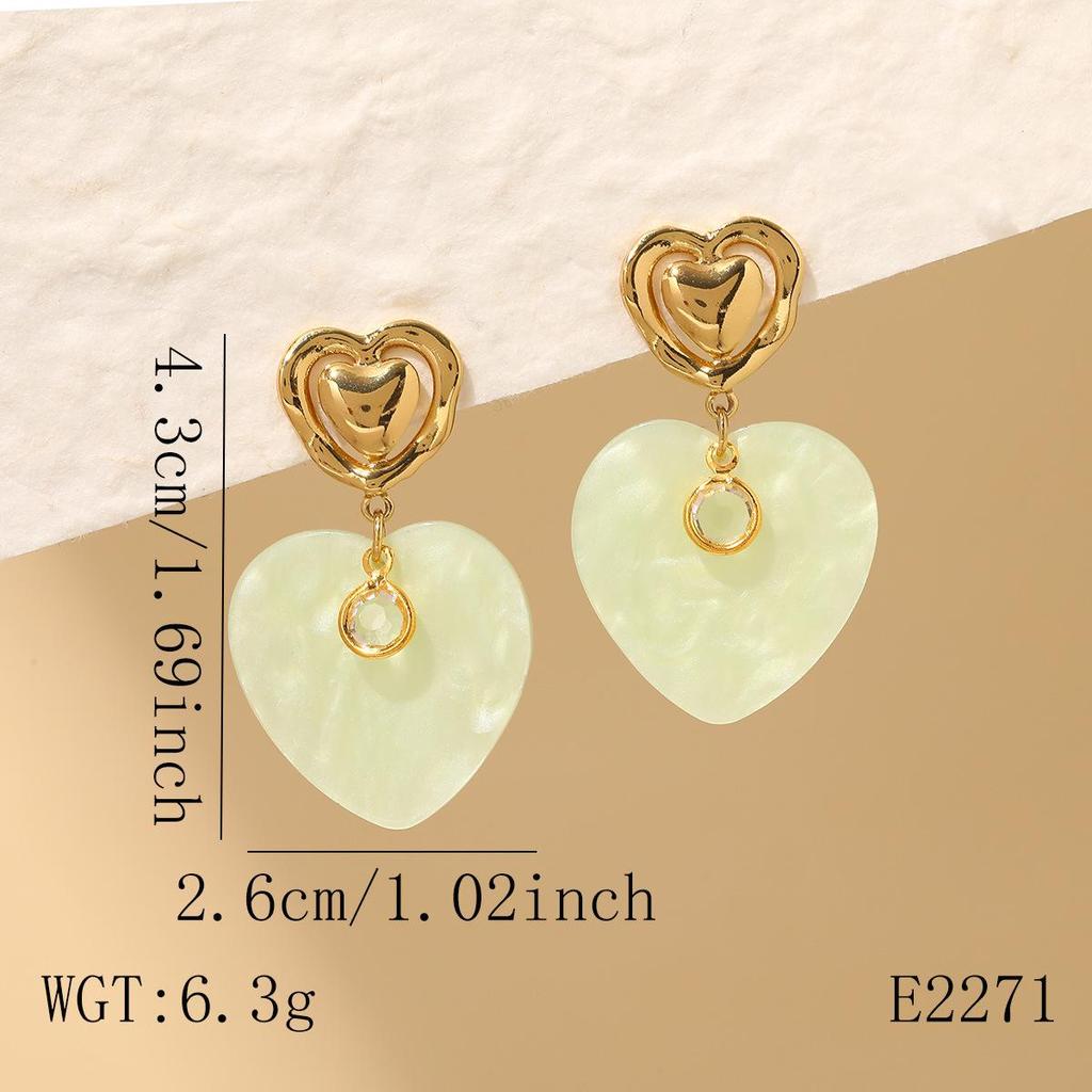 Stainless Steel Heart Cross Earrings - Fashionable Women's Light Luxury Studs