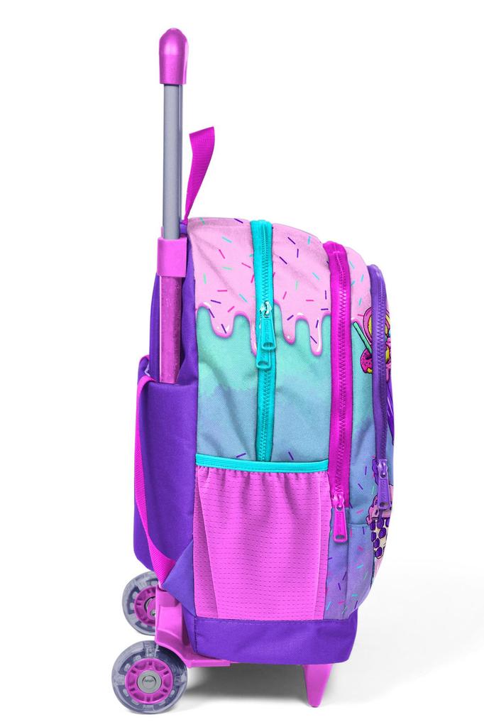 Coral High Kids Pembe Mor Milkshake Dondurma Desenli Üç Bölmeli Çekçekli Okul Sırt Çantası 23949