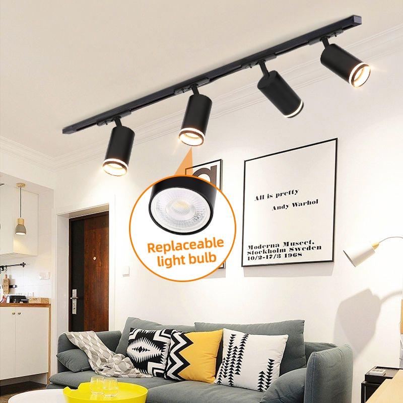 Led Track Light Replaceable GU10 Bulb Track Lamp 110v 220v for Clothing Shop Store Kitchen Living Room Decor Spotlight Lighting