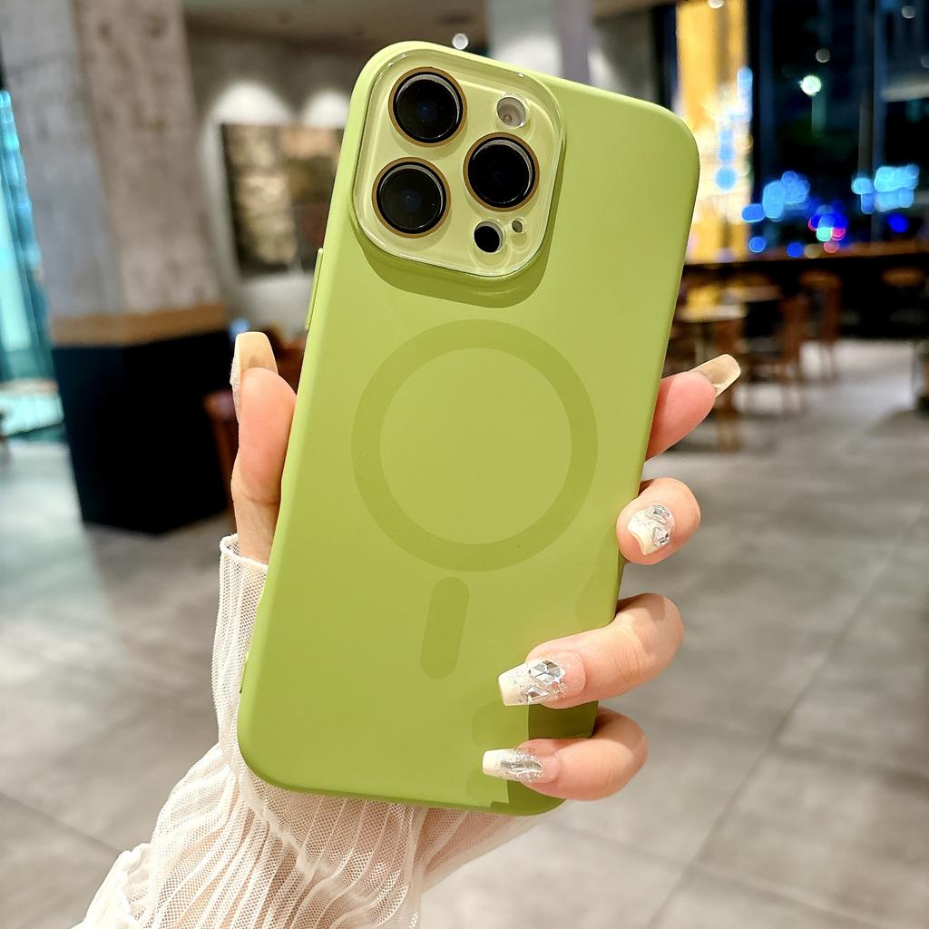 Liquid Silicone Magnetic For Magsafe Phone Case For iPhone 16 15 14 13 12 11 Pro Max Plus Crystal Lens Protect Soft Cover