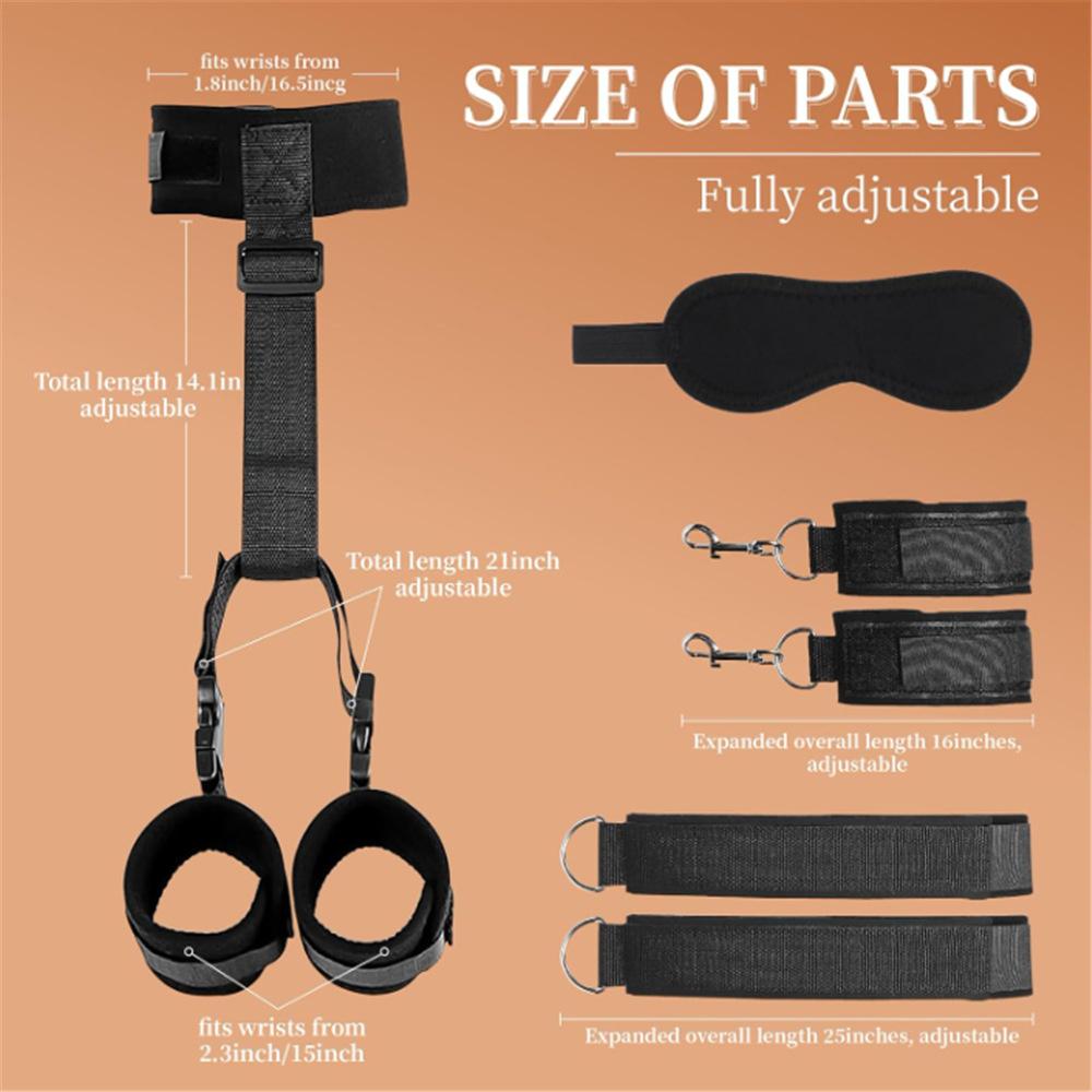 S&M Bed Bondage Ankle Collar Leather Restraint Set  Bondage Kits Erotic Toy Handcuffs Adult Game Sex Toys For Women Couples