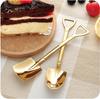 Shovel Spoon Dessert Spoons- 2pcs Ice Cream Spoon Gold Shovel Shape Spoons Mini Long Handle Coffee Afternoon Teaspoon for Home Kitchen Restaurant