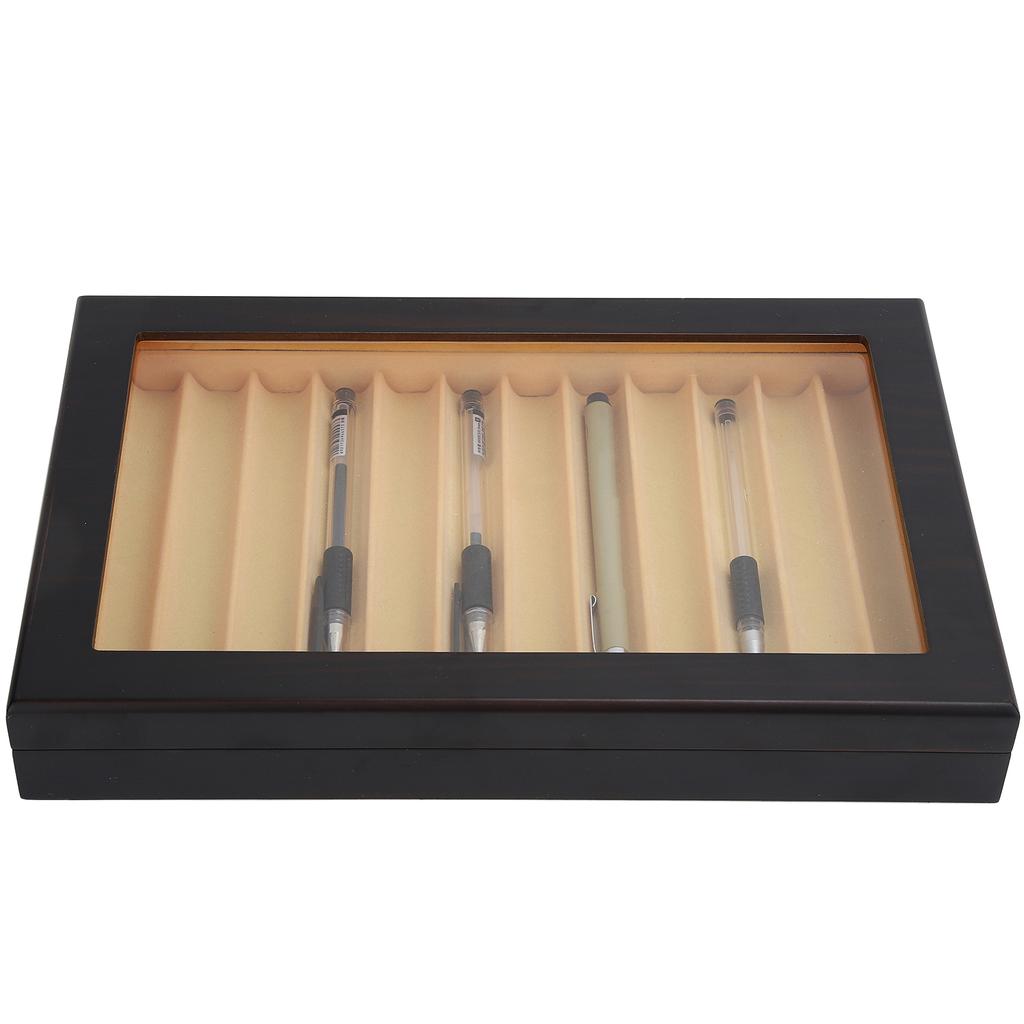 12 Digit Wooden Fountain Pen Display Case Black Baking Varnish Pen Storage Gift Box