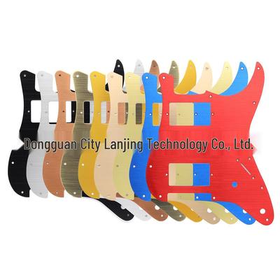 Aluminum Alloy HH Electric Guitar Pickguard Set with Front & Rear Covers and Two Potentiometer Holes
