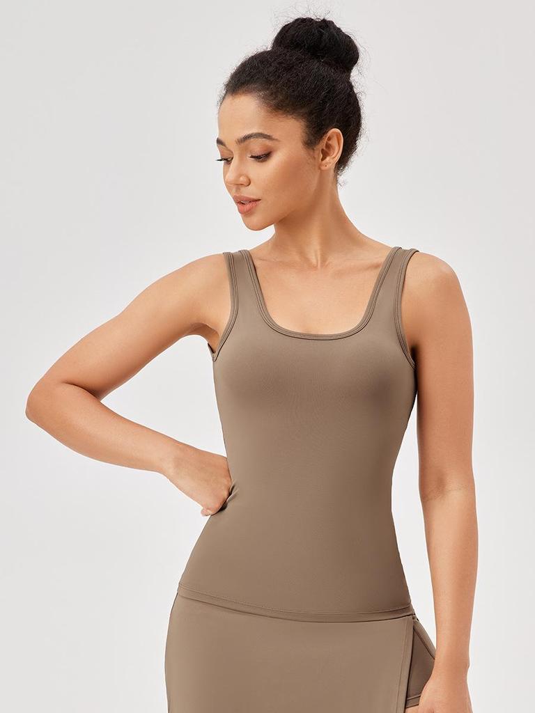 European & American Quick-Dry Yoga Vest: Nude Feel, Slimming, Tight-Fit, Square Neck Running Top