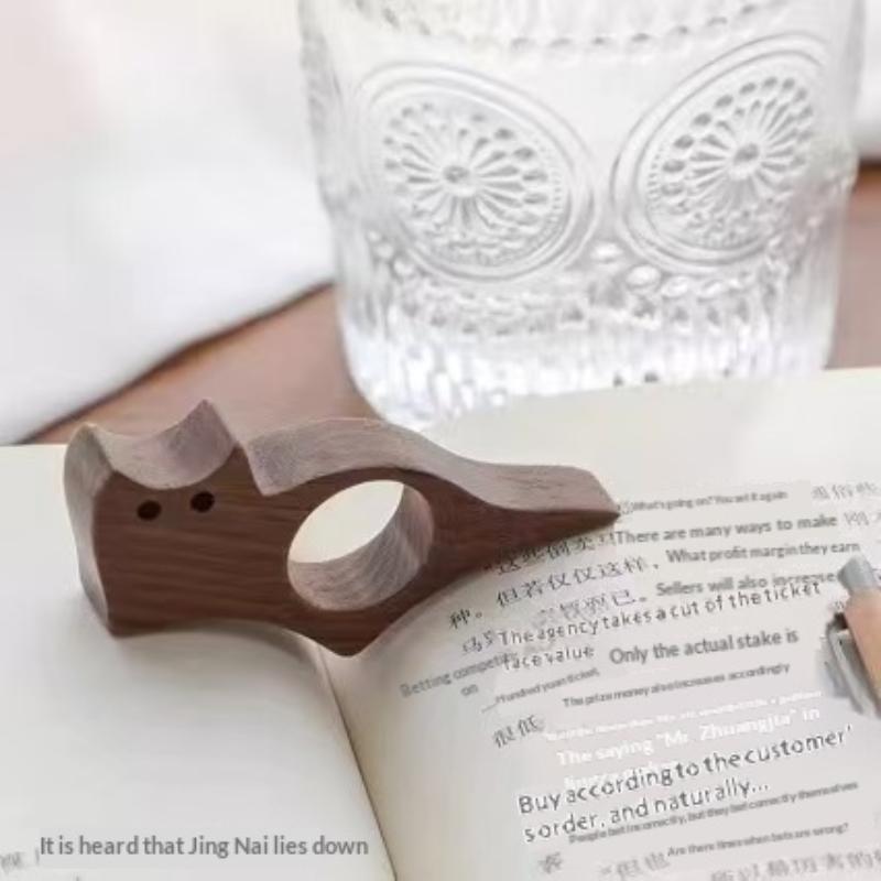 Wooden Pet Cat Dog Reading Bookmark Bookmarks Rings Student Pages Guide Marker Marking Sign Book Page Holder
