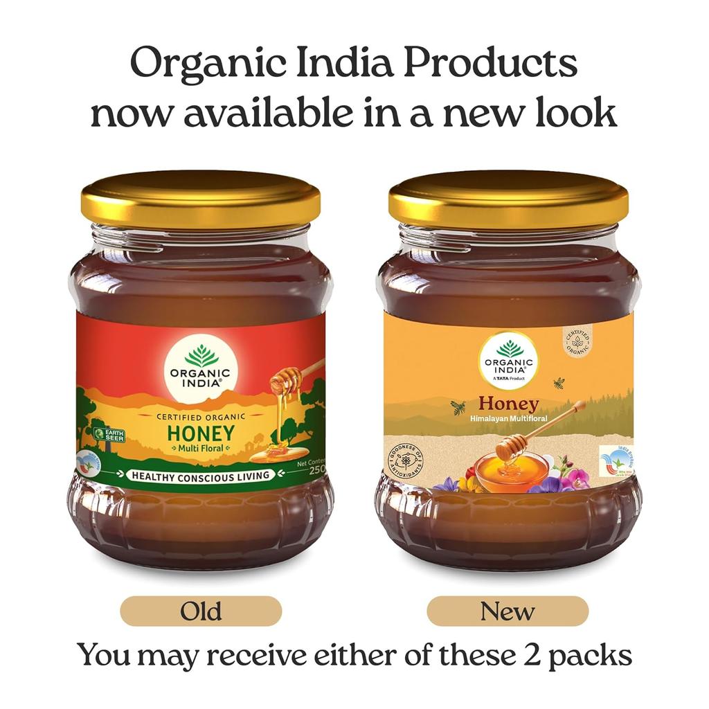 ORGANIC INDIA Himalayan Multi Floral Honey 250g – Raw Unprocessed Natural Organic Sweetener from Shivalik Range