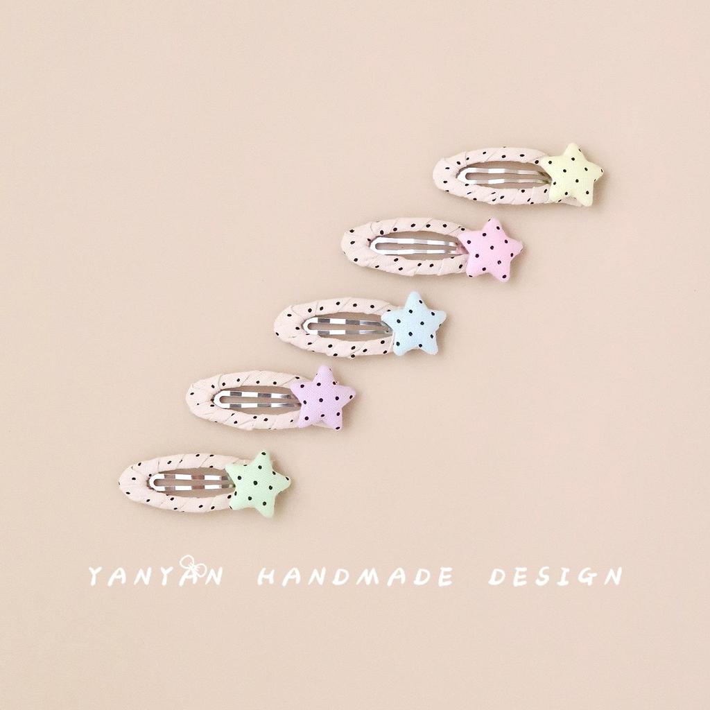 Children's Polka Dot & Star Hair Clips - Macaron Colors
