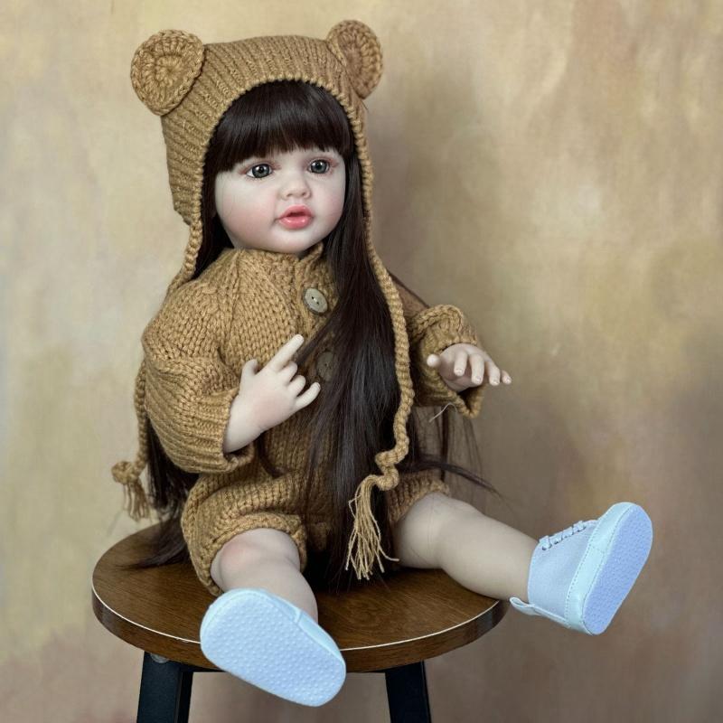 55 CM Naturtro full vinylkropp Gjenfødt Babyjentedukke Betty Straight Leg Levende Nyfødt Bebe Dukke Nydelig lekekamerat leketøy Julebursdagsoverraskelsesgaver
