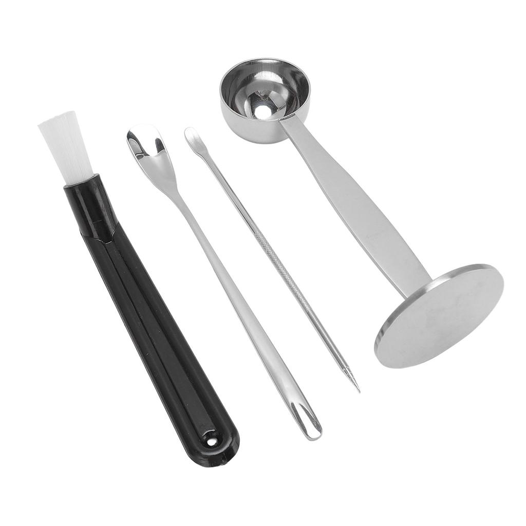 Coffee Tamper Spoon Stirring Spoon Coffee Art Pen Dual  Coffee Tamping Scoop Kit with Cleaning B