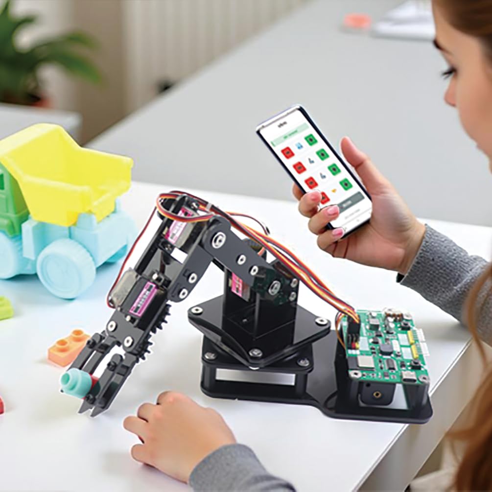 SIYEENOVE ESP32 Robot Arm Kit for Arduino & MicroPython with Japanese PDF Instruction Manual, Robot Arm Joystick and Web App Control, Portable 4DF Edu