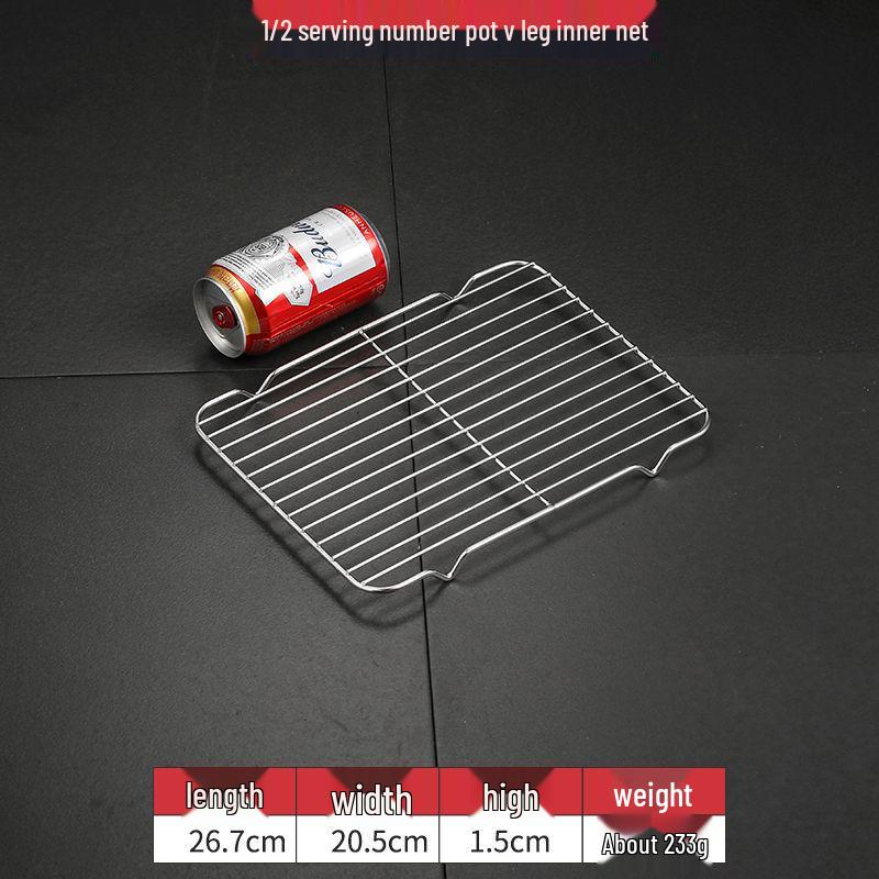 Rektangulært grillnett og tørkestativ i rustfritt stål med V-bendesign