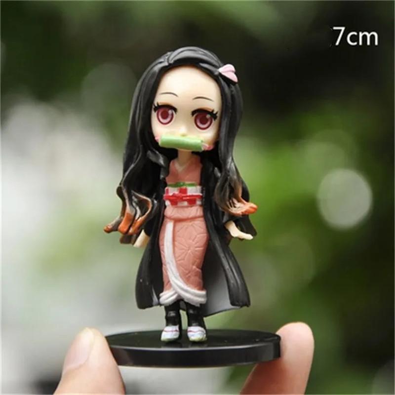 1/6pcs Anime Figure Demon Slayer Q Posket  Kimetsu No Yaiba Doll Tanjiro Nezuko Zenitsu Kawaii model PVC Toy desktop decoration