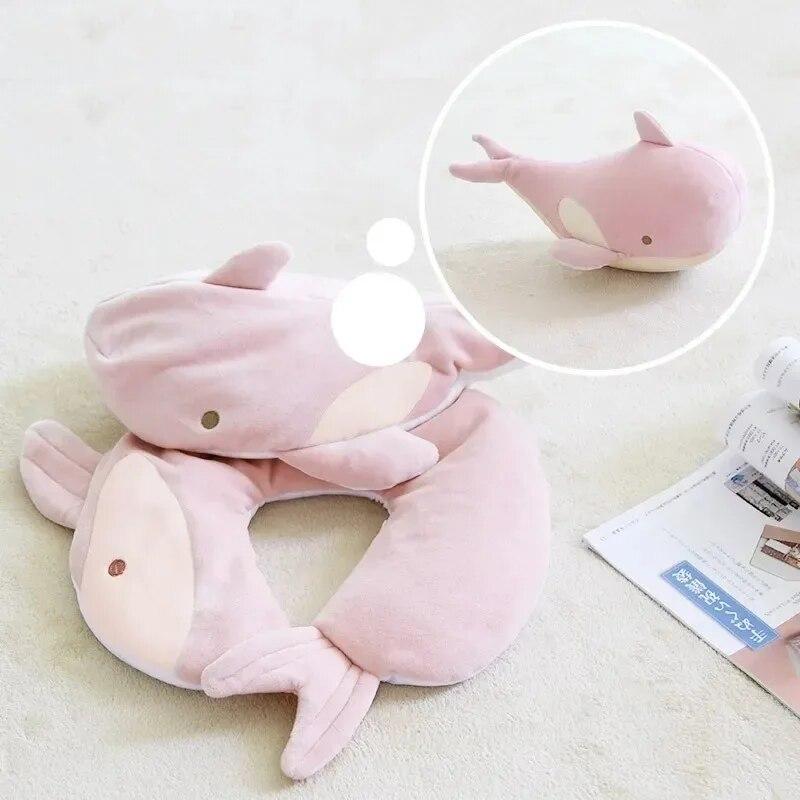 Cartoon Plush U-Shaped Pillow with Transformable and Multi-Functional Design Ideal for Home and Travel