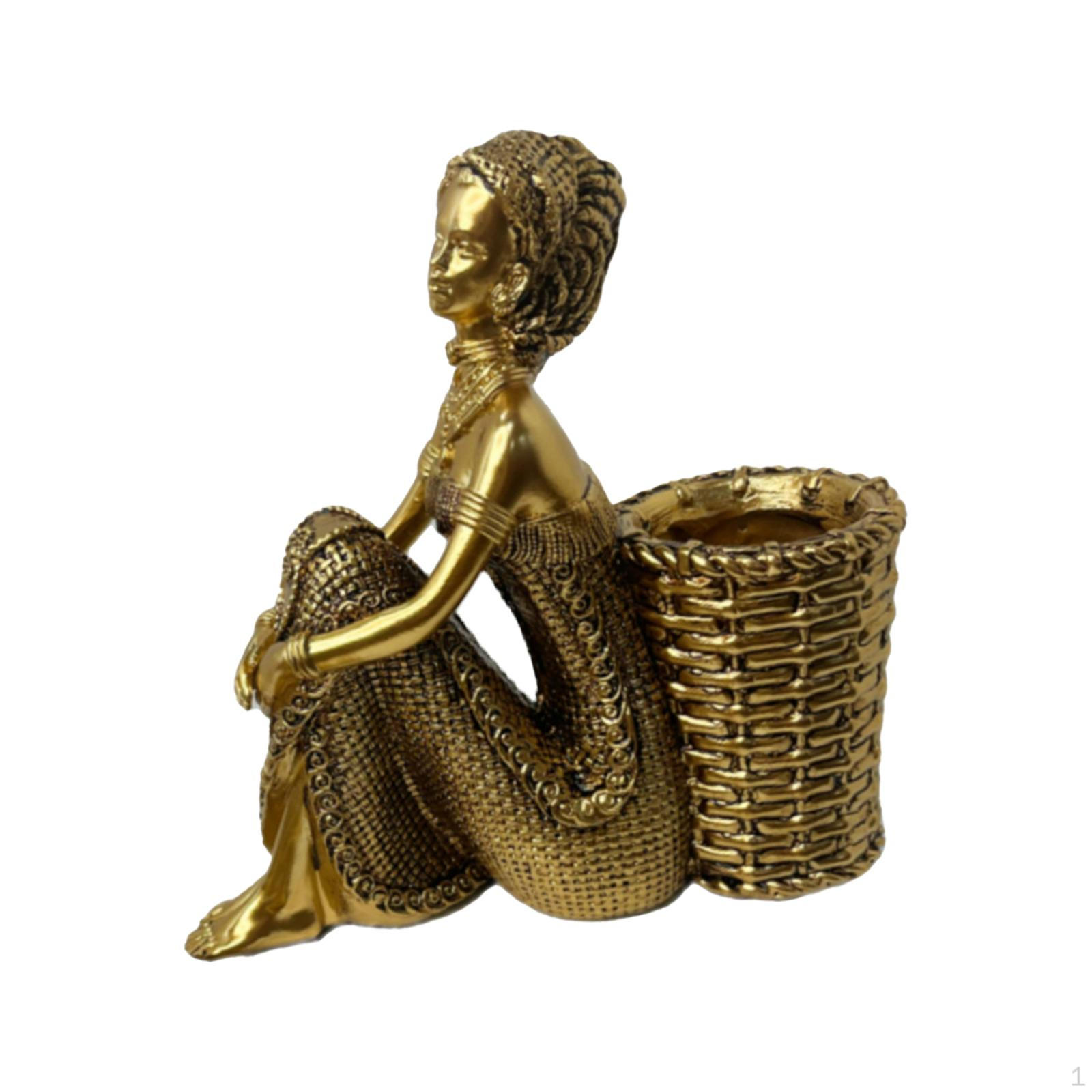 

Статуэтка африканской леди для хранения, декор для дома 16.8x6.1x16.7cm